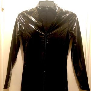 Black Vinyl Patent Leather full body Catsuit